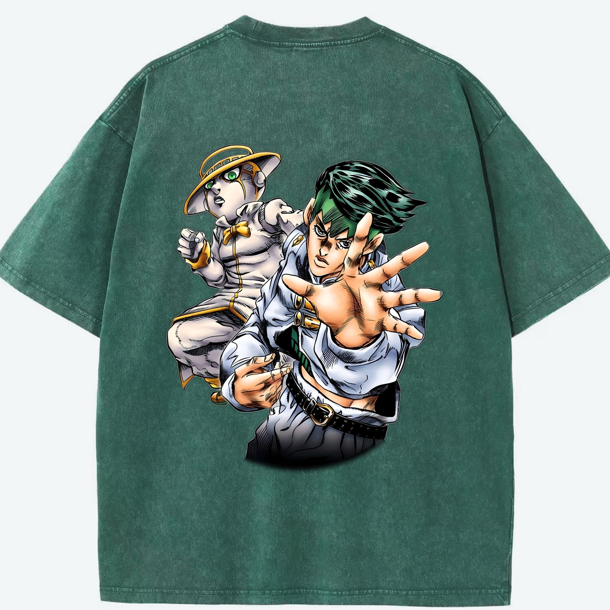 （画像用） ジョジョの奇妙な冒険 岸辺 露伴（きしべ ろはん） JoJo's Bizarre Adventure Rohan Kishibe 綿100% ヴィンテージ風 半袖Tシャツ（背面プリント）